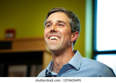 Concord, NH - APRIL 18, 2019: Democratic 2020 U.S. presidential candidate Beto O'Rourke Campaigns in New Hampshire