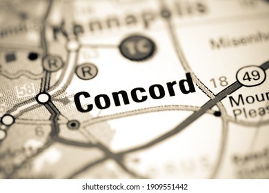 Concord. North Carolina. USA On A Map