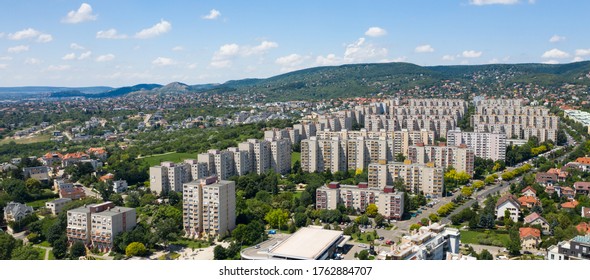 Concrete Block Of Flats, Aerial View In Gazdagret In Budapest, Hungary, Europe.