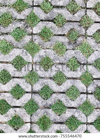 Concrete block with grass texture