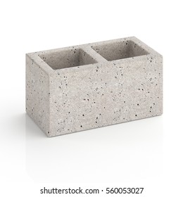 Concrete Block On A White Background Isolated 