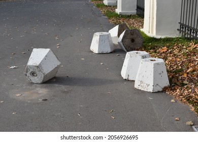 Concrete Blocks Are Road Barrier Elements.