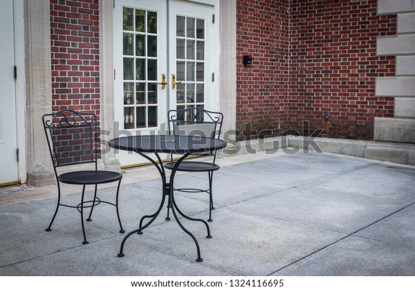 Concrete Brick Patio W Table Chairs Stock Photo Edit Now 1324116695