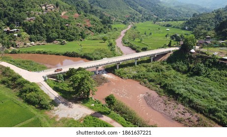 Concrete Bridge Over The Canal At Ban Sapan, Small Village In Nan, THAILAND.