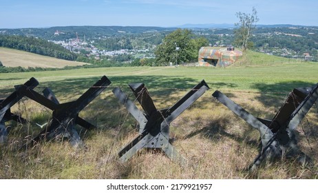 Concrete Bunker From Pre War Era Built In Czechoslovakia As A Defense Line On State Borders. Dobrosov, Nachod, Czech Republic.