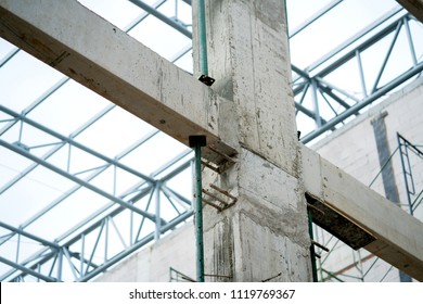 concrete column and beam construction site background