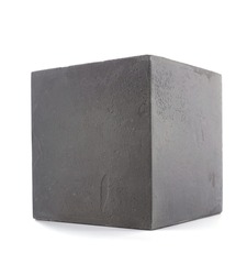 Concrete Cube Or Cement Brick Isolated On White Background. Construction Brick Isolate
