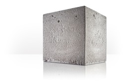 Concrete Cube Over White Background