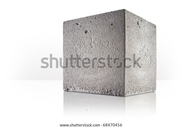 concrete cube over white\
background