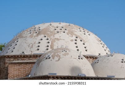 concrete dome of the historic Yeni Hamam. Adana, Turkey.