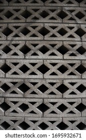 Concrete geometry pattern on side of construction project in city