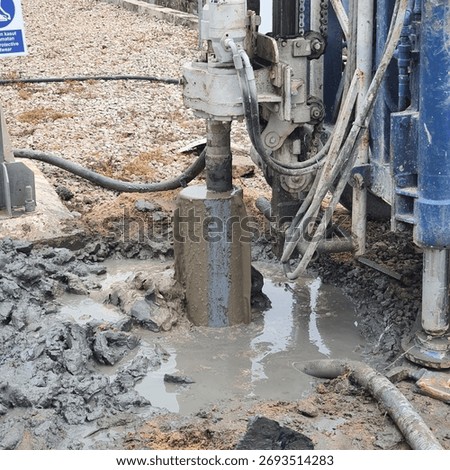 concrete grouting process for micro piling installation works for foundation Works on a Construction Site.