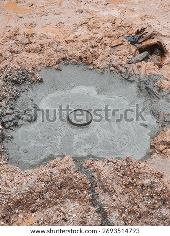 concrete grouting process for micro piling installation works for foundation Works on a Construction Site.