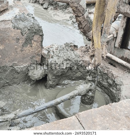 concrete grouting process for micro piling installation works for foundation works on muddy and slurry site construction.