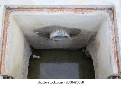 Concrete Manholes Construction Install For Draining Storm Water Of New House.