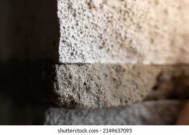 Concrete Mortar Close-up. Texture Of Aerated Concrete Closeup