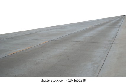 Concrete pavement road with longitudinal joint and construction joint.Empty concrete road on white background with clipping path.