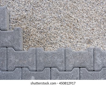 concrete permeable flooring assembled on a substrate of sand