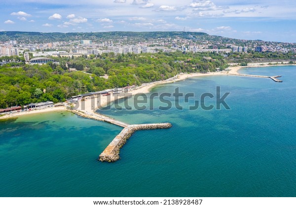 Concrete pier at a\
beach in Varna,\
Bulgaria