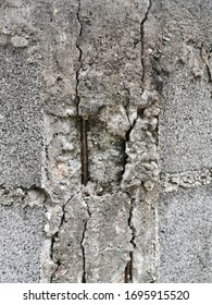The concrete pillar were broken and damaged.