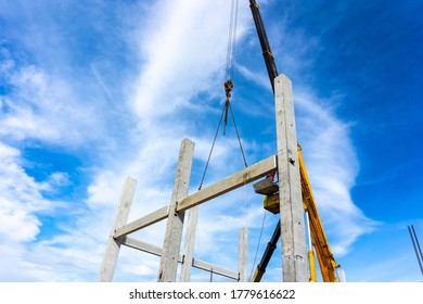 A concrete precast beam and column at construction site,Thailand - Shutterstock ID 1779616622