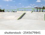 concrete ramps for skating in a skate park