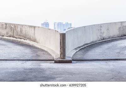 Concrete Road Ramp Up And Down Of Parking Car Garage