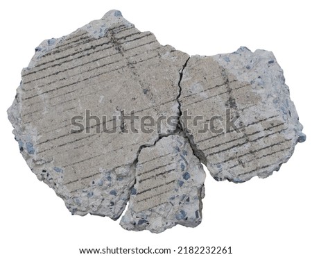 Concrete rubble broken, Broken concrete slabs isolated on white background. Clipping path.