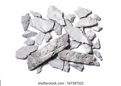 Concrete Rubble Isolated On White Background. Top View.
