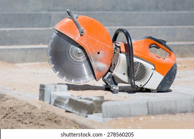 Concrete saw tool equipment at construction site