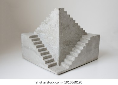 Concrete Sculpture Staircase Artwork Architecture Model Casting Modern Art