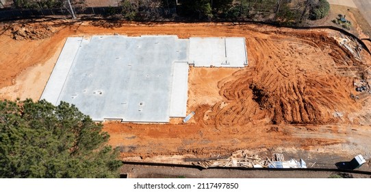 Concrete Slab On Dirt Lot For New Home Construction