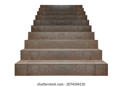 Concrete staircase isolate. Stone or tile steps on a white blank background.