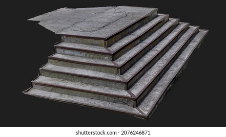 Concrete staircase model isolated on black. for design and decoration. Many uses!