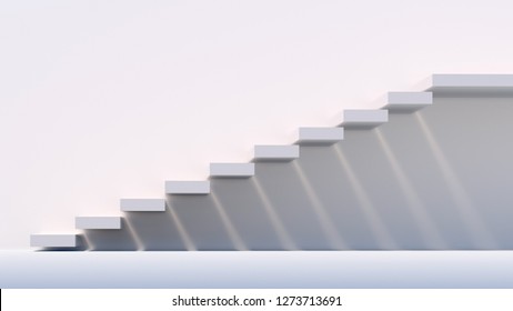 Concrete stairs illuminated by sun. 3d render.