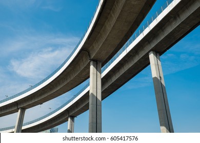Concrete structure of expressway road, overpass, highway and strong architecture.