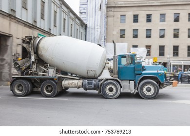 Concrete truck on the urban street