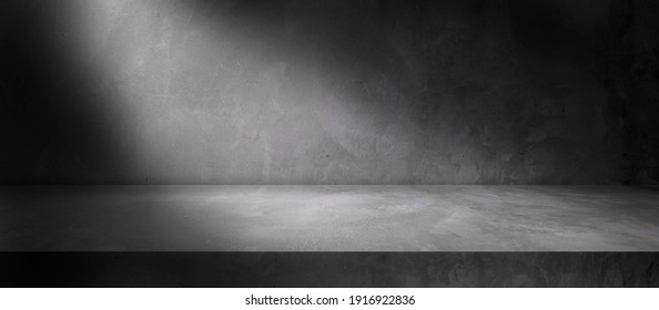 Concrete wall and floor with spot light and shadow backgrounds, use for product display for presentation and cover banner design.