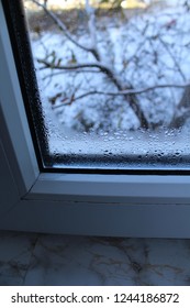 Condensation On Window Glass In The Apartment.