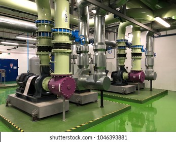 Condenser Water Pump Motor At Chiller Industrial Plant