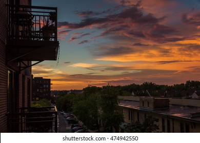 Condo Living! Sunset View From A Downtown Balcony In The North Loop, Minneapolis.