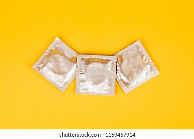 Condom On Yellow Background Concept Safe Stock Photo 1159457914