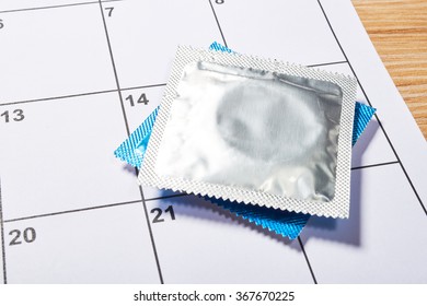 Condom protection for Valentine Day on calendar