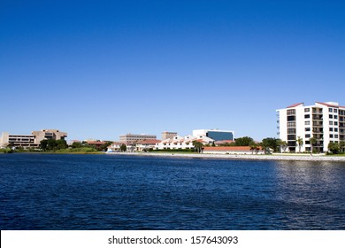 Condominiums, Offices And Government Buildings Line The Waterfront Downtown Area Of The City Of Pensacola, Florida.