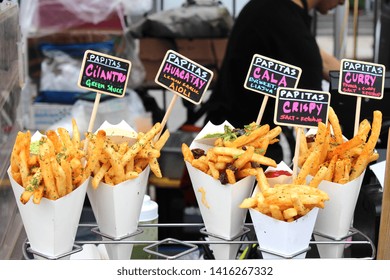 Cone of French fries in Brooklyn Flea Market / USA