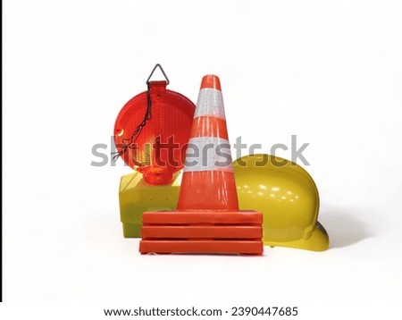 cone and street flasher with protective helmet