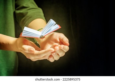 Conept offers training and knowledge. A small open book levitates over the hands of a child.
