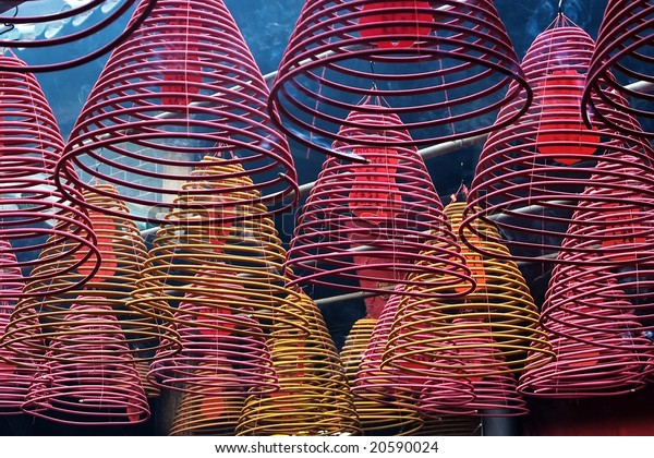 Cones Incense Burners Hooked Ceiling Chinese Stock Photo