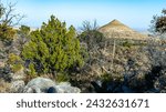 Cone-shaped mountain in a valley in Guadalupe Mountains National Park, Texas