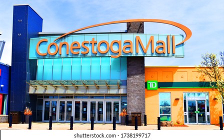 Conestoga Mall main entrance with TD bank on the side in Waterloo, Ontario, Canada in May 19, 2020. 